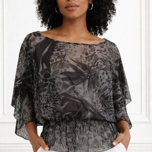 MILEY CYRUS & MAX AZRIA Printed Flowy Top L